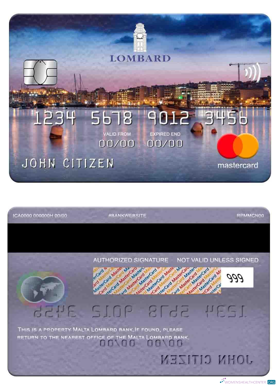 Download Malta Lombard Bank mastercard Photoshop template
